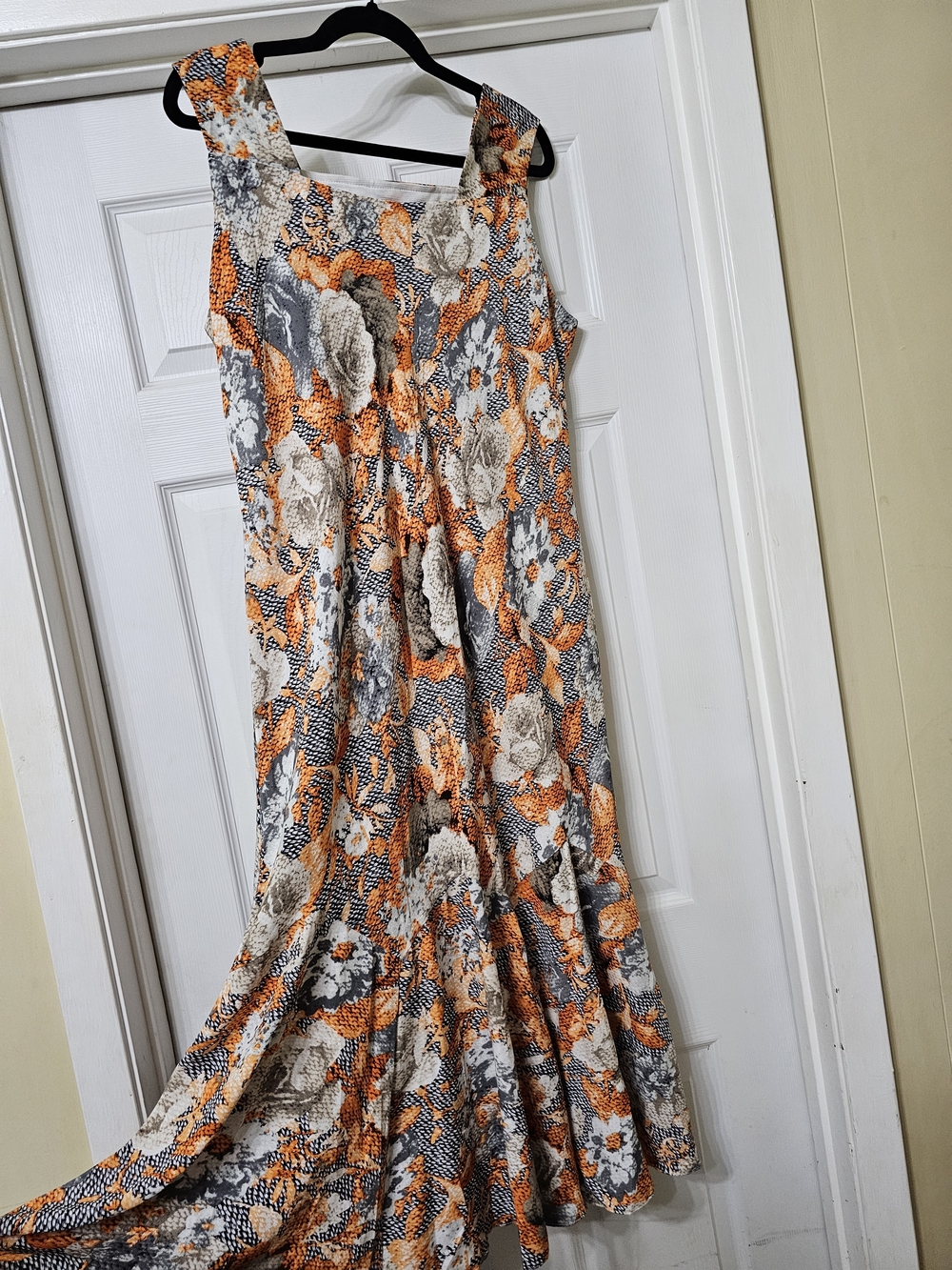 Floral Orange & Gray Women's Maxi Skirt